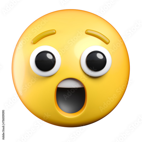 Hushed Face emoji, a face with raised eyebrows, and a small, open mouth, as if it has been hushed by concern or correction, emoticon 3d rendering