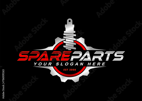spare parts, auto part logo emblem design isolated on black background 