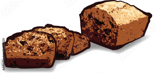 Freshly Baked Banana Bread Vector Illustration