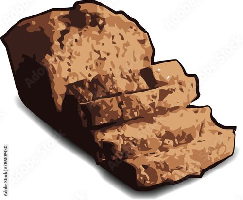 Freshly Baked Banana Bread Vector Illustration