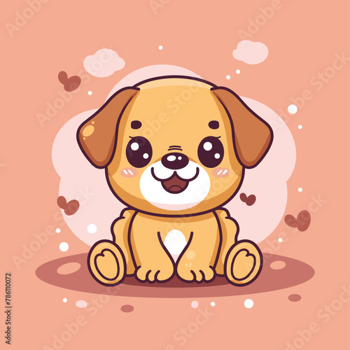 Cute adorable happy dog puppy cartoon illustration