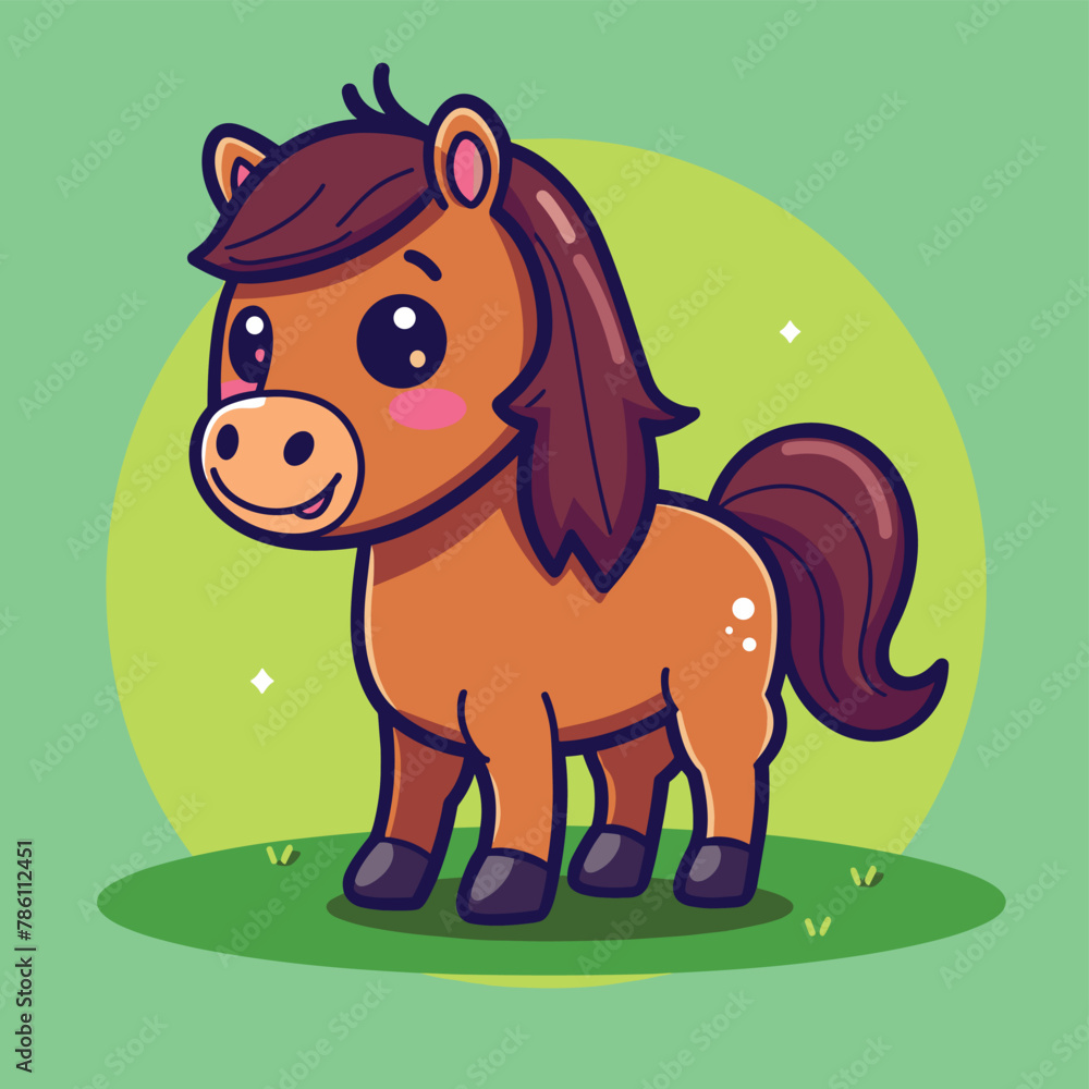 Fototapeta premium Adorable horse cartoon illustration flat vector design