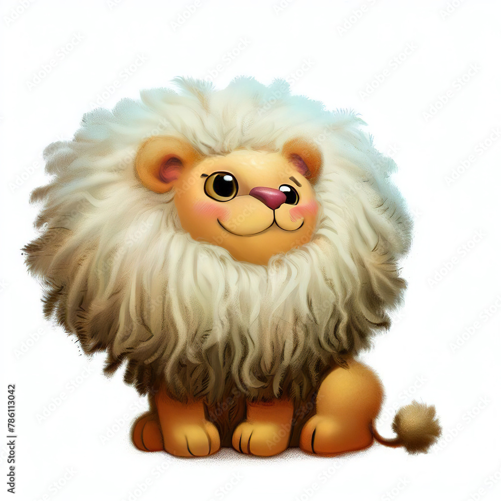 Obraz premium 3D furry forest animal with beautiful colors and white background. with Generative AI technology