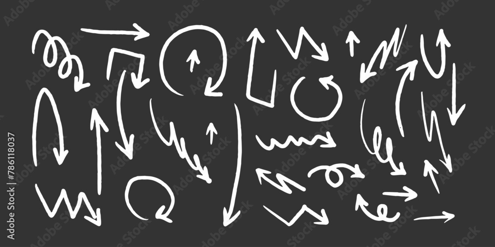 Hand drawn arrow vector icons set. Sketch arrow design for business, education, notes. Vector illustration Hand drawn arrow vector icons set. Sketch arrow design for business, education, notes. Vector illustration