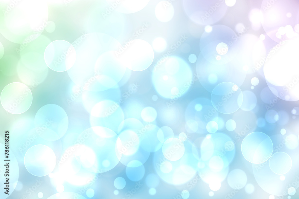 Abstract blurred fresh vivid spring summer light delicate pastel blue white green bokeh background texture with bright circular soft color lights. Beautiful backdrop illustration. Abstract blurred fresh vivid spring summer light delicate pastel blue white green bokeh background texture with bright circular soft color lights. Beautiful backdrop illustration.