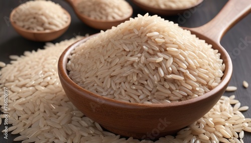 Brown rice is a whole grain rice with the inedible outer hull removed photo