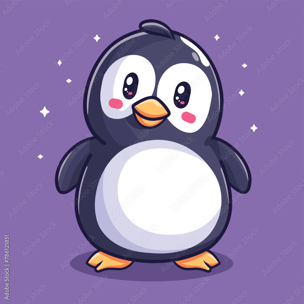 Fototapeta premium Cute little happy penguin cartoon animal illustration vector graphic