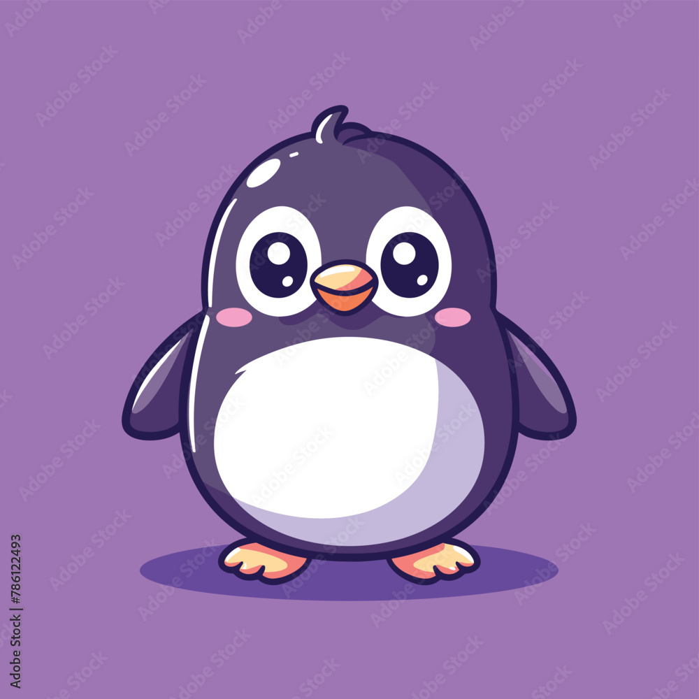 Fototapeta premium Cute little happy penguin cartoon animal illustration vector graphic