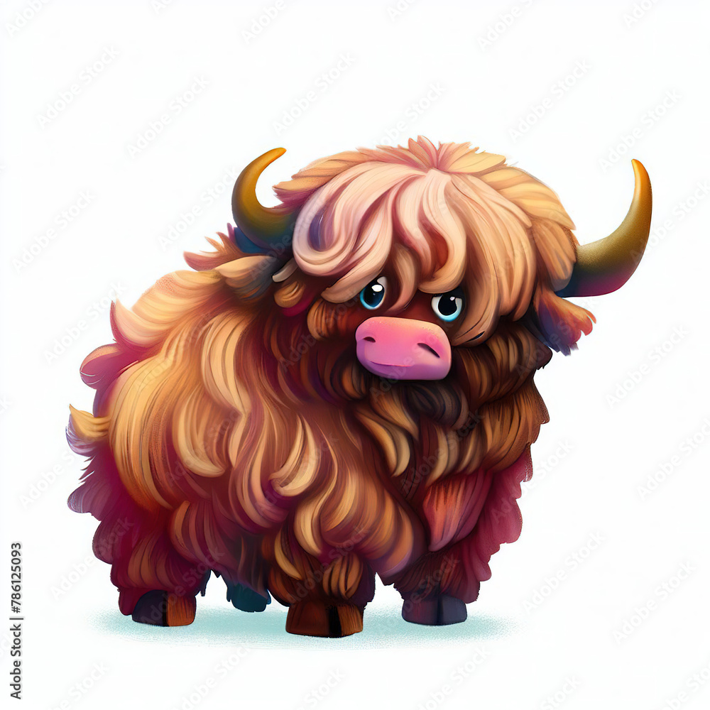 custom made wallpaper toronto digital3D furry forest animal with beautiful colors and white background. with Generative AI technology