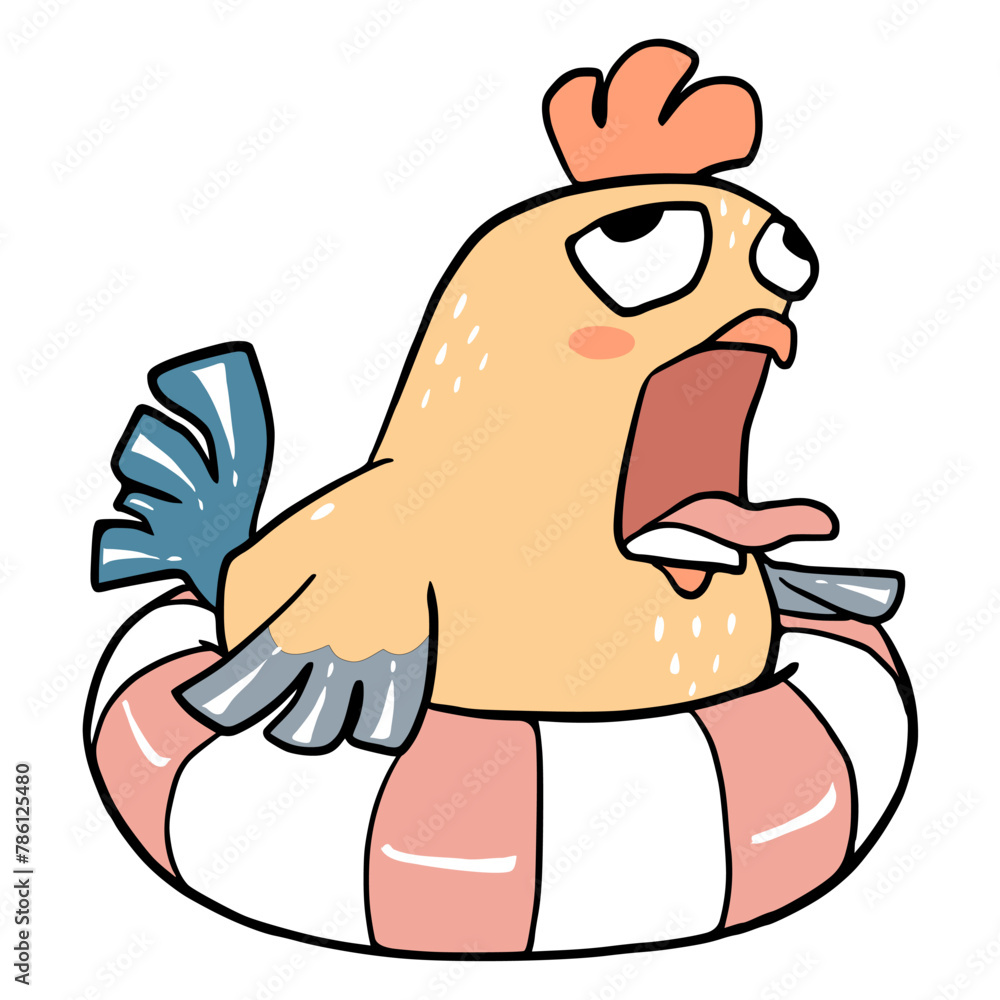 Obraz premium Chicken and summer beach 