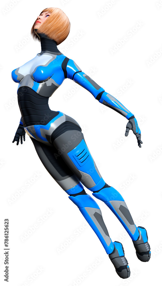 3D Rendering Female Robot on White 3D Rendering Female Robot on White