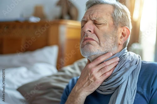Sick Male Patient with Thyroid Cancer and Sore Throat Seeking Treatment for Allergy and Flu Symptoms