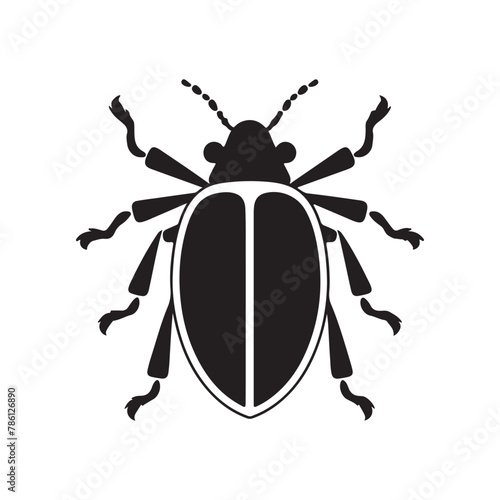 Black simple beetle bug icon logo design, vector illustration on white background © stockLines