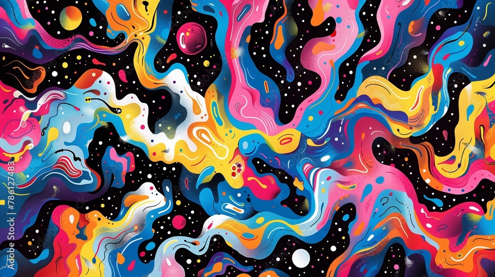 AI generated illustration of psychedelic patterns - obrazy, fototapety, plakaty 