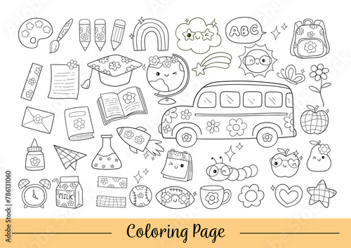 Draw coloring page back to school day Teacher day Positive vibes