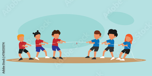 Kids playing tug of war