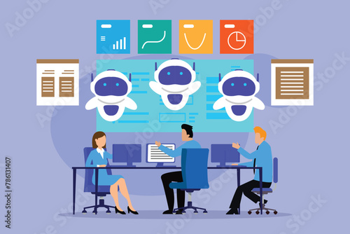 Business people metting with chat bot