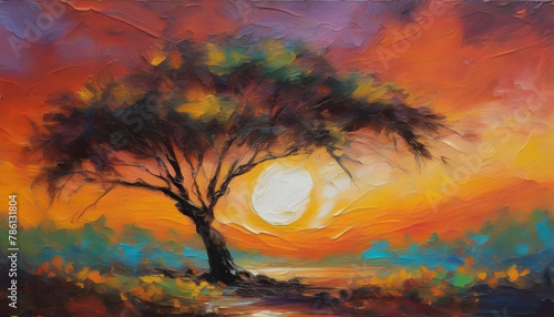 A tranquil African landscape. Abstract art. © Pram