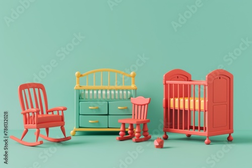 baby room with a and crib, a rocking chair