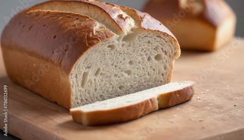 closeup bread loaf on cutting board