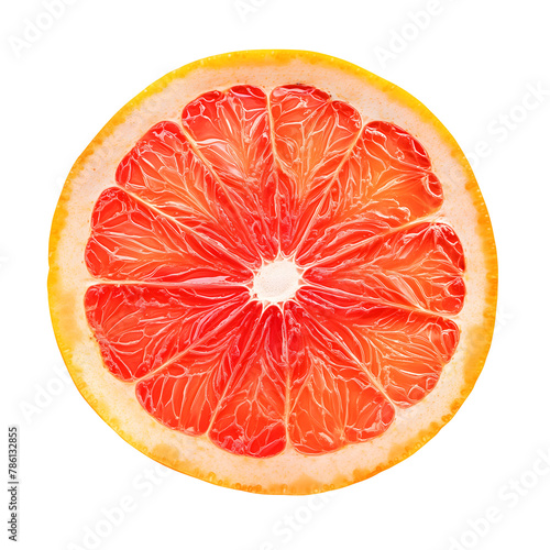 Grapefruit slice isolated on transparent background Generative Ai. 