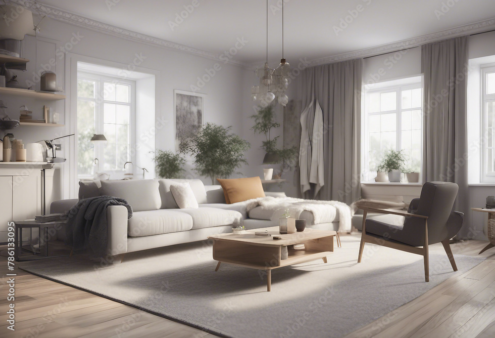 Home mockup interior background Scandinavian style 3d render Home mockup interior background Scandinavian style 3d render