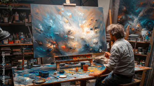 Creative Inspiration: Artists working on colorful paintings in their studio