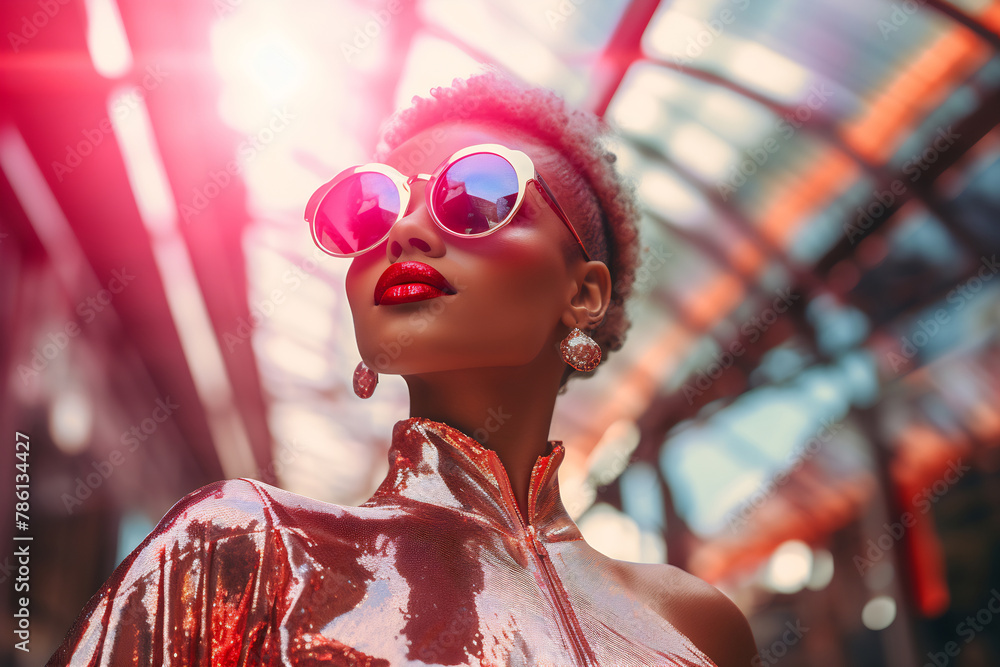 Obraz premium Vogue Style Portrait in Ruby Sunglasses