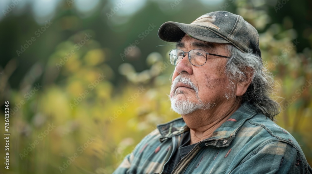 Man With Hat and Glasses Standing in Field Man With Hat and Glasses Standing in Field