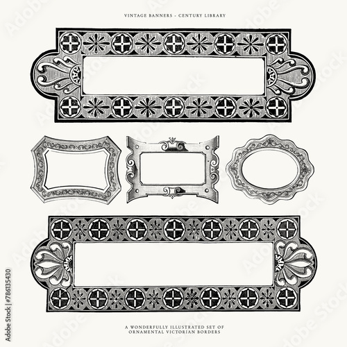 Ornamental Frames and Borders - Vintage Line Art Illustrations
