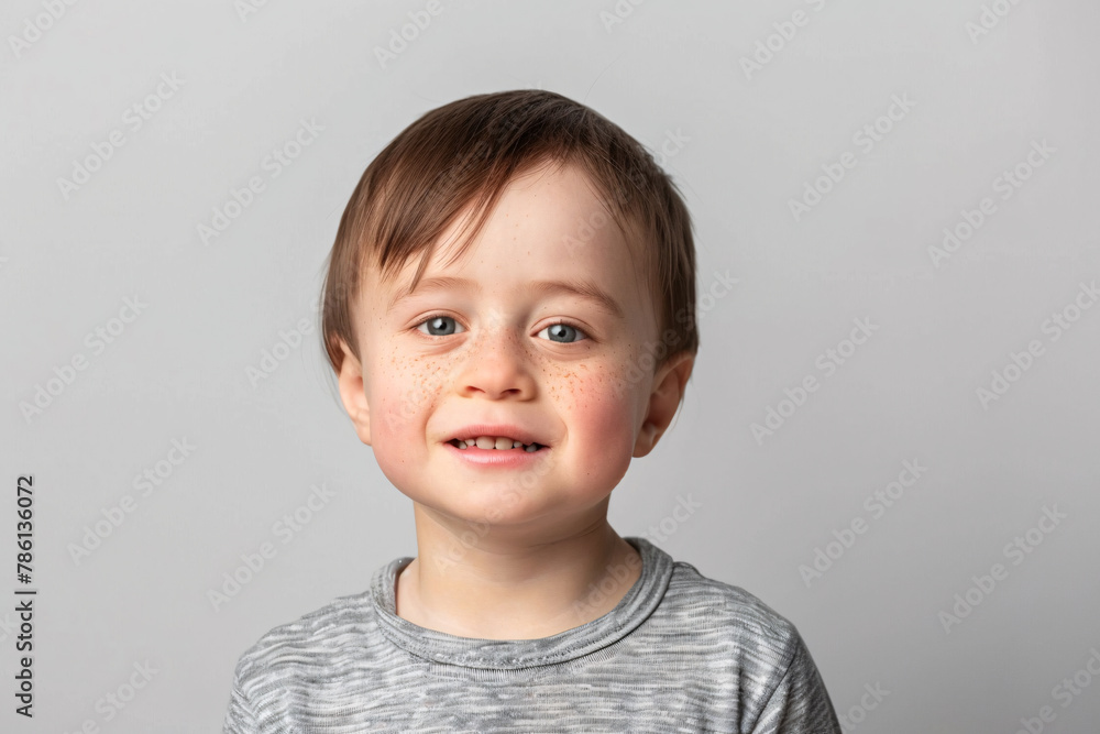 portrait of little boy smiling on the gray background portrait of little boy smiling on the gray background