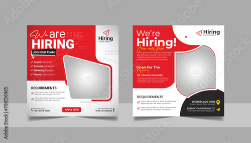 We are hiring job vacancy social media post template set, vacant recruitment marketing web banner square flyer poster design.