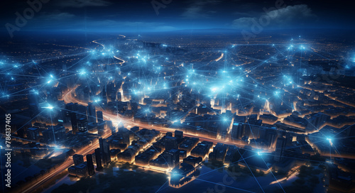 Glowing Urban Network: Futuristic Cityscape Integration © jiacheng