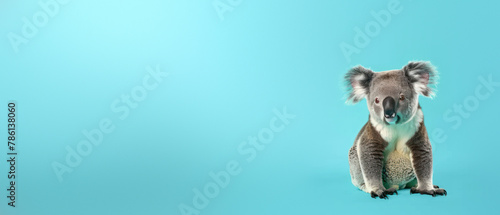 An endearing koala sits up and looks straight into the camera, engaging the viewer with a sense of connection