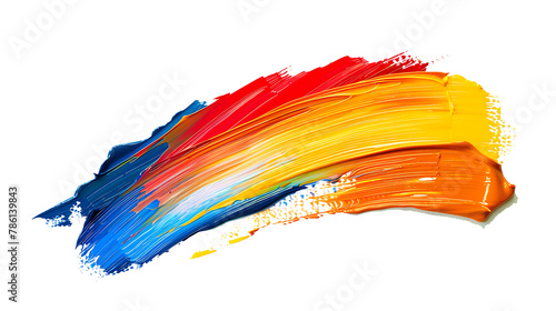 Abstract acrylic paint brush strokes isolated on white background. Colorful artistic background.