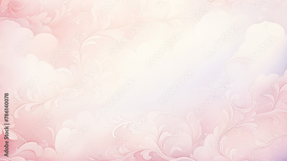 Abstract delicate romantic background with floral ornament, greeting card in pink watercolor style