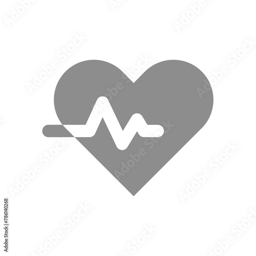 Heartbeat vector icon. Simple heart beat and cardiogram symbol.