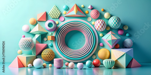 , circle, geometric shapes, in 3D style, colors, shapes, graphics, design, illustration, AI generation, texture, 3D, graphics, design, wallpaper, desktop wallpaper, abstraction, cubes, rectangles, sha