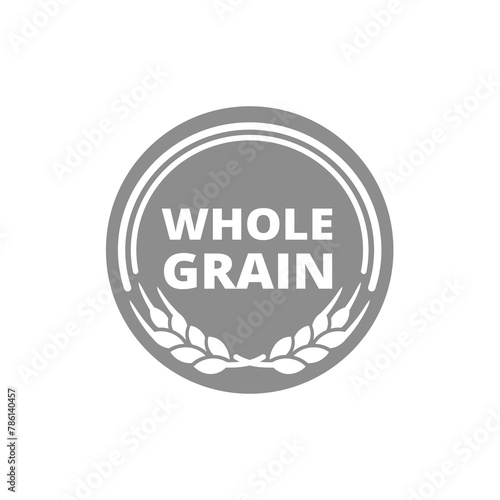 Whole grain vector label. Badge for cereal, bread and wheat.