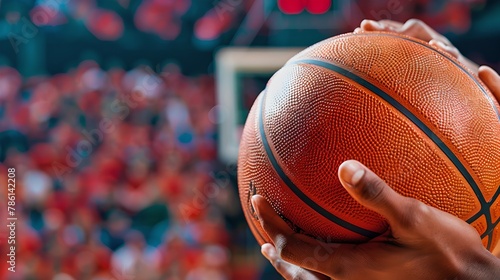Close-up of a basketball player about to shoot. Dynamic and vibrant sports action captured. Perfect for sporting goods. AI