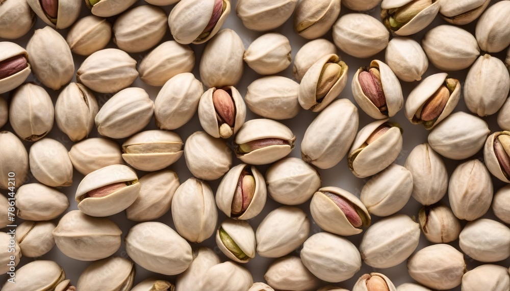 Closeup pistachios nut dry roasted and salted with basket weave solated on white background