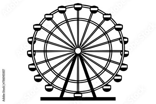 simple Ferris wheel outline vector illustration 