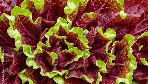 red coral lettuce on white background ,Green leaves pattern ,Salad ingredient photo