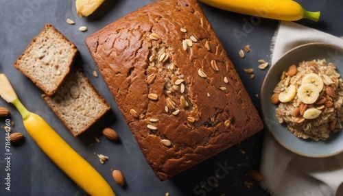 Vegan banana carrot bread with oats and nuts