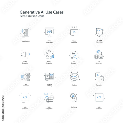 Generative AI Use Cases Vector Illustration Icon Design Set