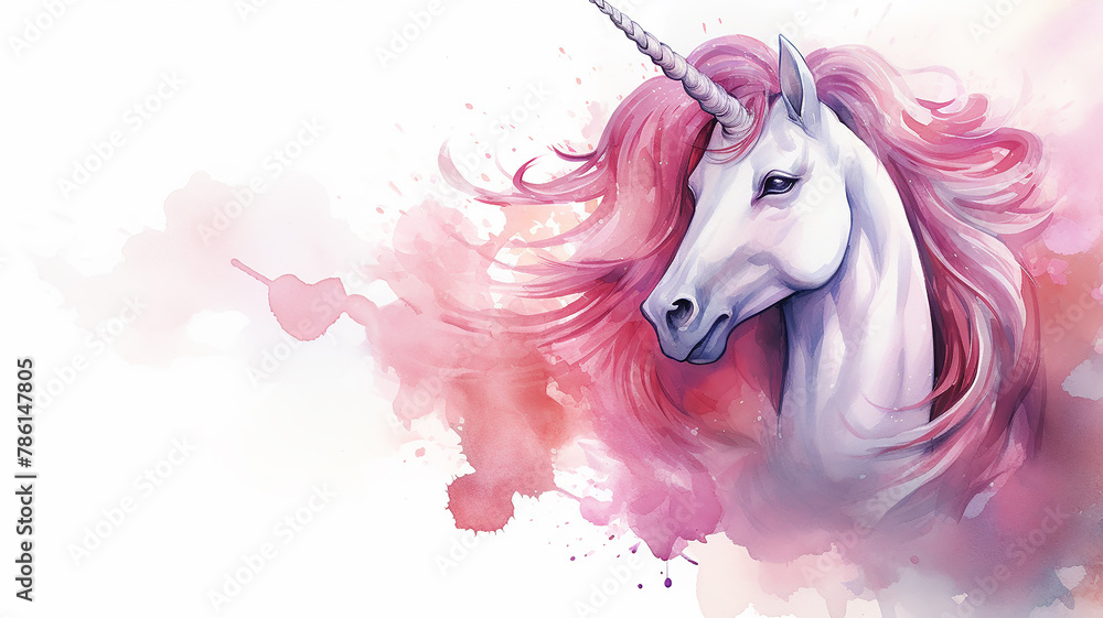 Obraz premium Mythical unicorn is a fabulous creature symbol of purity and grace in pink tones