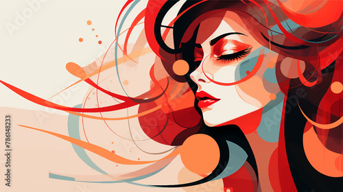 Abstract colorful line art with geometric shape vector for International Women's Day background