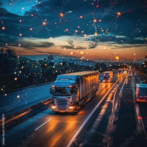 Busy Highway Traffic Under Cloudy Sky photo