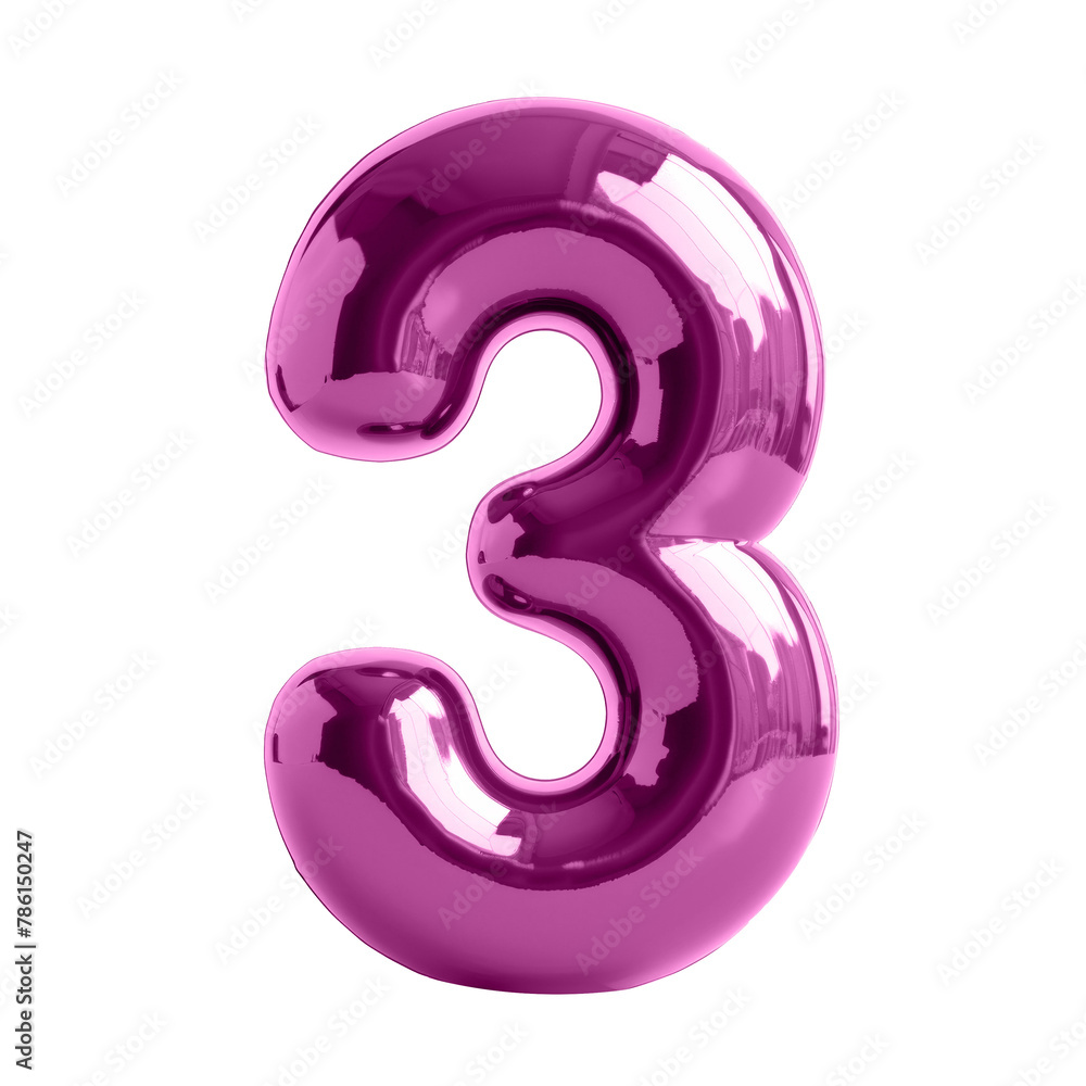 3D rendering of the purple number 3D rendering of the purple number