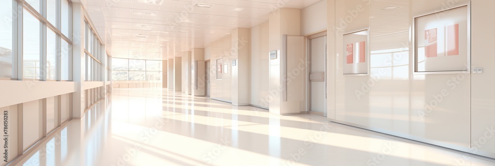 Fototapeta premium Large bright hall, with large windows